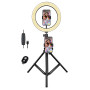 Selfie Kit U25F Ring Light Anneau Lumineux sur pieds Lampe LED - 3 Modes d'éclairage avec télécommande Bluetooth