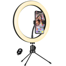 Selfie Kit U25T Ring Light Anneau Lumineux TRIPOD Lampe LED - 3 Modes d'éclairage avec télécommande Bluetooth