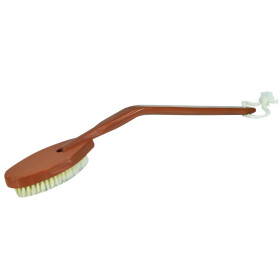 Brosse de bain ergonomique en bois à long manche