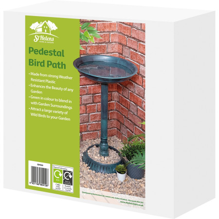 Bain pour oiseaux sauvages St Helens sur piédestal ornemental de jardin - Autoportant - Résistant aux Intempéries