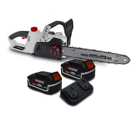 Tronçonneuse 40V (2x20V) X-Performer XPTRO40LI-2B - Double Sécurité - Graissage Auto + 2 Batteries 4 Ah - Double char...
