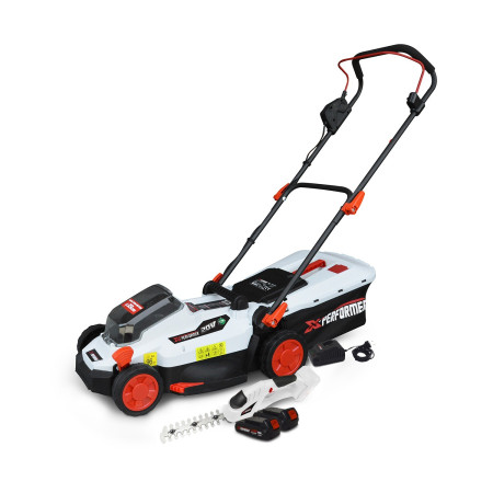 Tondeuse à gazon et Cisaille de jardin sur batterie - X-Performer XPTDE3320LI / XPCSTH20LI - 2 Batteries 2Ah et charg...