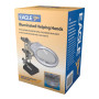 3eme main support avec lentille loupe x2 de 90 mm - 3 bras articulés - pinces crocodiles - LED - Dimensions : 17x12x9.5