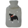 Bouillotte - 2 Litres - Housse tricotée - Motif chien noir - GH022 St Helens Home and Garden
