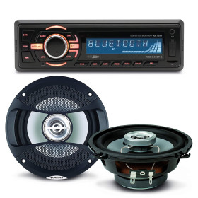 Pack sono voiture Autoradio bluetooth RMD046BT-2 4X75W + 2 haut parleurs 13cm 100W