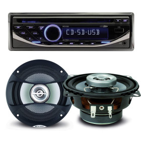 Pack sono voiture Autoradio RCD123 4X75W + 2 haut parleurs 10cm 80W