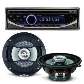 Pack sono voiture Autoradio RCD123 4X75W + 2 hauts parleurs 13cm 100W