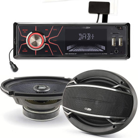 Pack sono voiture Autoradio RMD060DAB-BT 4X75W + 2 haut parleurs ovales 6x9" Caliber 180W
