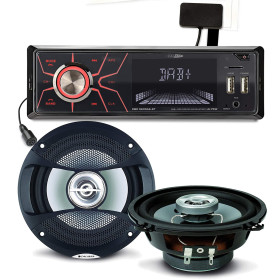 Pack sono voiture Autoradio RMD060DAB-BT 4X75W + 2 hauts parleurs 13cm 100W