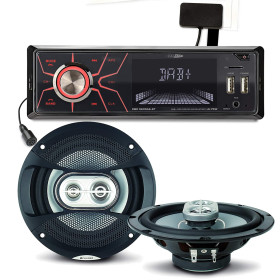 Pack sono voiture Autoradio RMD060DAB-BT 4X75W + 2 haut parleurs 16,5m 120W