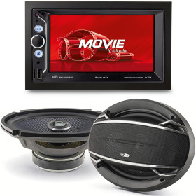 Pack sono voiture Autoradio RMD803DAB-B 4x75W + 2 haut parleurs ovales 6x9" Caliber 180W