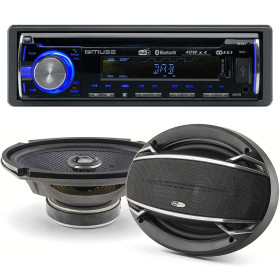 Pack sono voiture Autoradio 1229DAB + 2 haut parleurs ovales 6x9" Caliber 180W