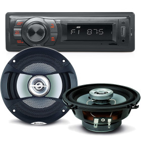 Pack sono voiture Auto Radio NewOne AR270 80 Watts + 2 hauts parleurs 13cm 100W