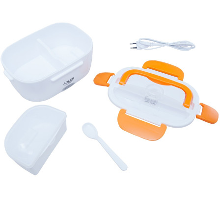 Lunchbox électrique Adler AD 4474 orange, Boite à Repas chauffante 1,1 litre + Cuillère