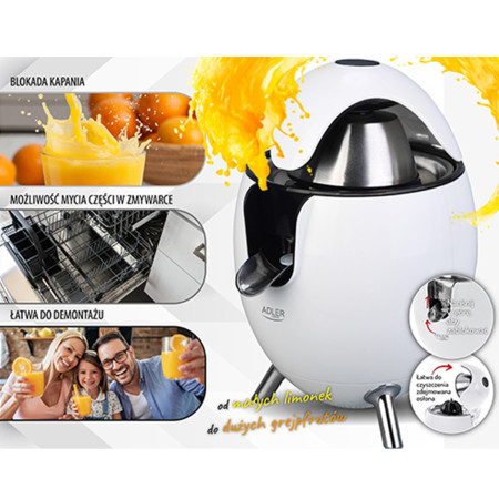 Presse-Agrumes Adler AD 4013b – 800 W, 2 Cônes, Anti-Goutte, Idéal Pour Jus Frais Oranges, Citrons & Pamplemousses (Noir)