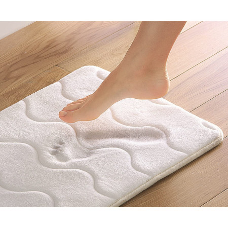 Tapis Antidérapant à Mémoire de Forme - Identités 817172, Épais, Doux et Absorbant, Sèche Rapid, 60 x 45cm, Blanc