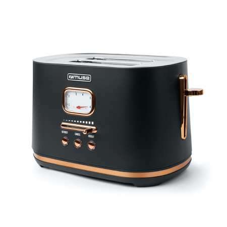 Grille-pain Muse MS-130BC, 2 fentes - décongélation, réchauffage, Tiroir ramasse-miettes amovible, 1000W, Acier inoxy...