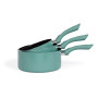 LIVOO MEN125VS set de 3 casseroles aspect pierre diamètres 16 - 18 - 20 cm en aluminium coloris Vert