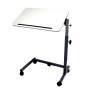 Table de lit - HMS-Vilgo AC207 - Grand plateau blanc inclinable et réglable en hauteur, piètrement en U, 2 roulettes ...
