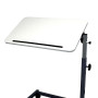 Table de lit - HMS-Vilgo AC207 - Grand plateau blanc inclinable et réglable en hauteur, piètrement en U, 2 roulettes ...