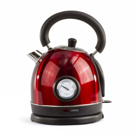 Livoo DOD157 BOUILLOIRE RETRO AVEC THERMOMETRE Dimensions 18,5 x 18,5 x 26,7 cm Inox Coloris rouge