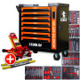 Servante d'atelier BM TOOLS 9/7 MONSTER-EDITION-ORANGE 7 tiroirs pleins 257 outils + Cric hydraulique Kraft Muller 2,...