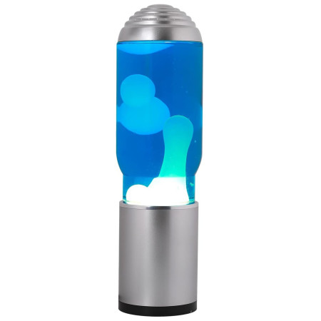 ITotal XL2196 Lampe à Lave avec Base Argentée, Liquide Bleu et Cire Blanche