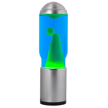 ITotal XL2199 Lampe à Lave  avec Base Argentée, Liquide Bleu et Cire Verte