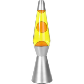 ITotal XL1786 Lampe à Lave 36 cm avec Base Argentée, Liquide Jaune et Cire Orange