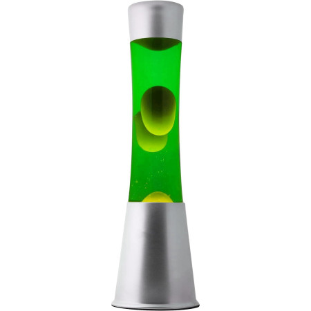ITotal XL2346 Lampe à Lave 40 cm avec Base Argentée, Liquide Vert et Cire Jaune