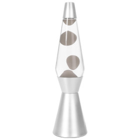 ITotal XL1785 Lampe à Lave 36 cm avec Base Argentée, Liquide Transparent et Cire Blanche