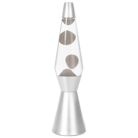 ITotal XL1785 Lampe à Lave 36 cm avec Base Argentée, Liquide Transparent et Cire Blanche