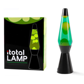 ITotal XL2341 Lampe à Lave 36 cm avec Base Noire, Liquide Vert et Cire Jaune