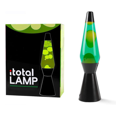 ITotal XL2341 Lampe à Lave 36 cm avec Base Noire, Liquide Vert et Cire Jaune
