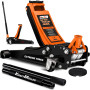 Cric hydraulique Kraft Müller professionnel 3 tonnes, Orange, Haut. de levage 46cm, Levée rapide grâce au système à d...