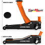 Cric hydraulique Kraft Müller professionnel 3 tonnes, Orange, Haut. de levage 46cm, Levée rapide grâce au système à d...