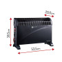 Convecteur avec minuterie et ventilateur Turbo - Mesko MS 7741b - 3 niveaux de puissance : 750W, 1250W, 2000W - Noir