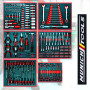 Servante d'Atelier MUNICH TOOLS XXL Cabinet 7/6 Rouge, sur 4 roulettes 7 tiroirs dont 6 outillés - 1 placard Latéral,...