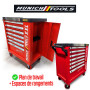 Servante d'Atelier MUNICH TOOLS XXL Cabinet 7/6 Rouge, sur 4 roulettes 7 tiroirs dont 6 outillés - 1 placard Latéral,...