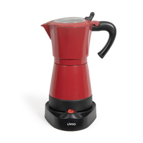Livoo - cafetière italienne electrique DOD117RC ROUGE - 300ml, 6 tasses, 480W, aluminium, fonction maintien au chaud
