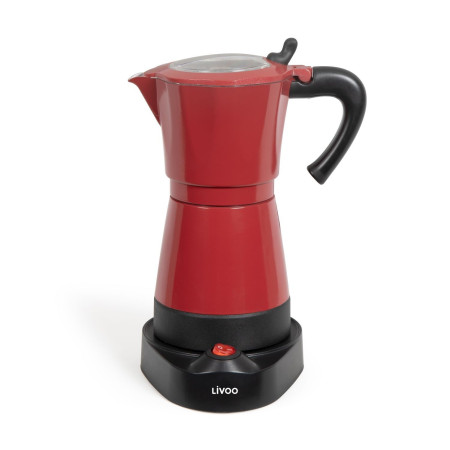 Livoo - cafetière italienne electrique DOD117RC ROUGE - 300ml, 6 tasses, 480W, aluminium, fonction maintien au chaud