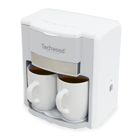 Cafetière 2 Tasses Duo Techwood TCA-202 Puissance : 420-500W - Coloris Blanc - deux tasses en porcelaine inclus