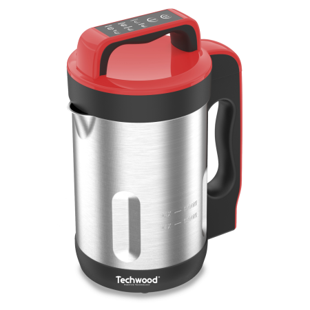 Techwood TSM-1655 Blender Chauffant Capacite 1.6L Soupe Veloute Compote Maintien au Chaud 1000W Inox Coloris Rouge