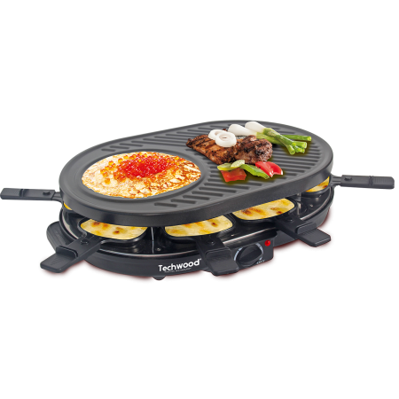 Appareil à Raclette Techwood  TRA-8140 - Grill & Crêpière" 8 personnes 1200-1400W Coloris Noir