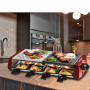 Raclette-Grill-Plancha-Pierre de Cuisson, Techwood TRGP-885 1200 W, Inclus : 8 Poêlons - Coloris Rouge