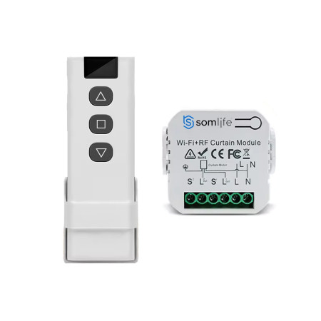 Commutateur somlife de volet et rideau  Wifi Rf Tuya Smart Life Module pour volet roulant 433 mhz  et Télécommande