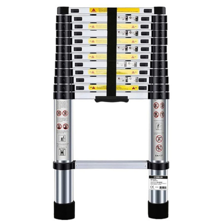 Échelle Télescopique BM TOOLS  3,8M en acier inoxydable, Charge 150kg Pliable Extensible Unique Droite Multi-fonction...