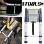 Échelle Télescopique BM TOOLS  3,8M en acier inoxydable, Charge 150kg Pliable Extensible Unique Droite Multi-fonction...