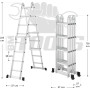 Échelle Multifonctions BM TOOLS BMT-4X4-MULTI en ALU, 4x4 marches - 4,65 m de Long. / Pliable - jusqu'à 150 kg - arti...