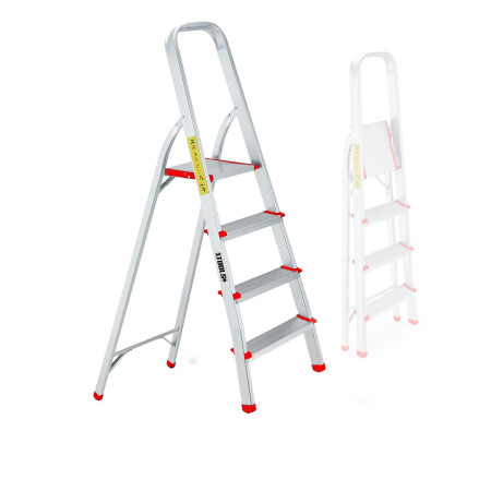 Escabeau à 4 marches BM TOOLS BMT-ESC4-ALU - Haut. de travail : 79 cm - prend peu de place et se range facilement - e...